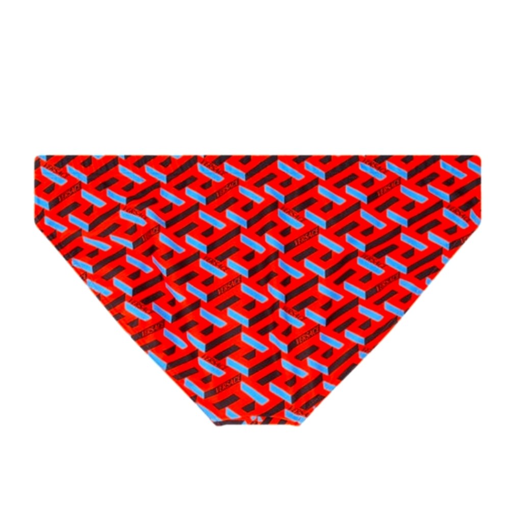 NWT VERSACE RED GRECA SIGNATURE PRINT SWIM BIKINI BOTTOM SZ 3